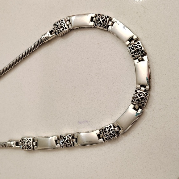 Brighton Tribeca Necklace Silver plated Rectangular Links Adjustable Retired - Picture 3 of 7